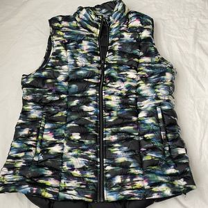 Tangerine Multicolor Puffer Vest with Black Trim